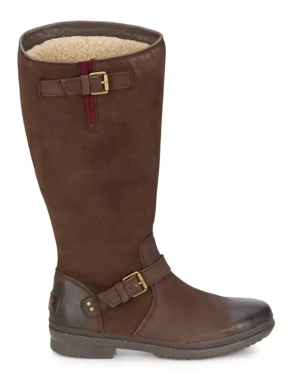 UGG Women’s Brown Leather Shearling-Lined Riding Boots